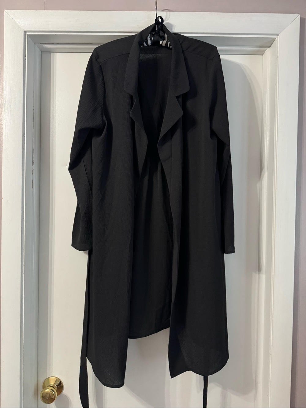 Black Long Sleeve Open Front Light Jacket